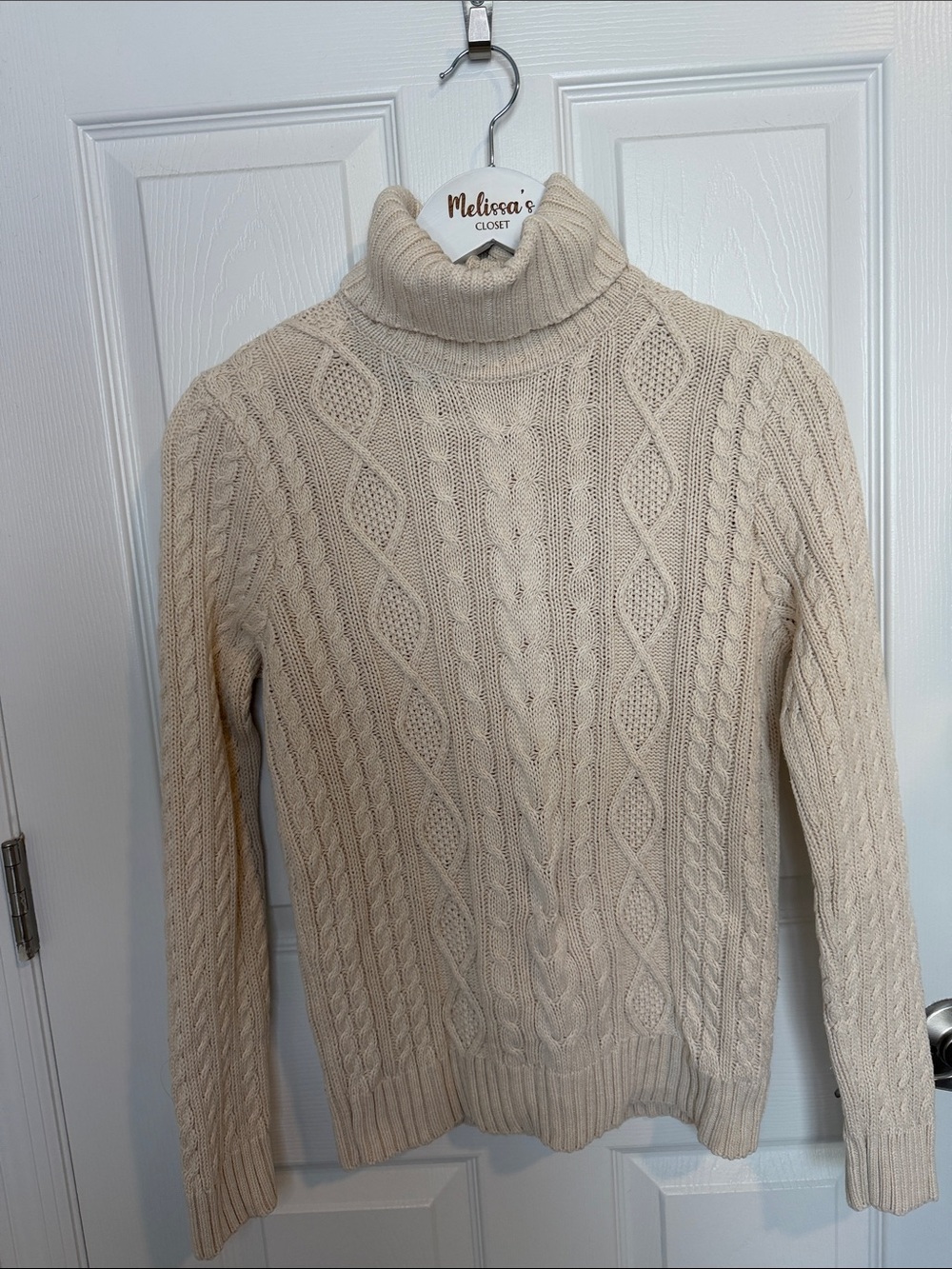 Vintage Jeanne Pierre Cable Knit Turtleneck Sweater 100% Cotton S